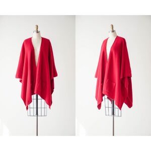 Pierre‎ Cardin red wool cape wool dark academia cottagecore sweater poncho